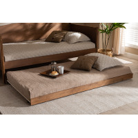 Baxton Studio MG0016-24-Ash Walnut-Trundle Veles Modern and Contemporary Ash Walnut Finished Twin Size Trundle Bed